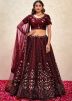 Maroon Resham Work Lehenga Choli In Art Silk