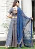 Navy Blue Readymade Floral Block Printed Lehenga Choli