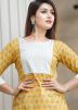 Yellow Floral Block Printed Readymade Pant Salwar Suit