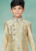 Yellow Readymade Asymmetric Kids Indo Western Set