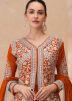 Orange Readymade Embroidered Kurti Style Lehenga