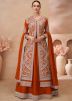 Orange Readymade Embroidered Kurti Style Lehenga