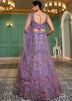 Lavender Net Embroidered Lehenga Choli Set