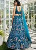 Blue Thread Embroidered Net Lehenga Choli