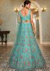 Turquoise Embroidered Net Lehenga Choli