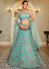 Turquoise Embroidered Net Lehenga Choli