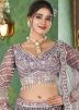 Purple Embroidered Net Lehenga Choli With Dupatta