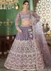 Purple Embroidered Net Lehenga Choli With Dupatta