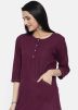 Readymade Magenta Straight Cut Kurta With Palazzo