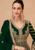 Green Embroidered Chiffon Slit Kurti Style Lehenga