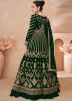 Green Embroidered Chiffon Slit Kurti Style Lehenga