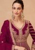 Pink Embroidered Chiffon Slit Kurti Style Lehenga