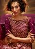 Magenta Embroidered Net Pakistani Gharara Suit