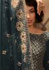 Teal Blue Net Embroidered Gharara Suit With Dupatta