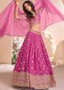 Readymade Pink Zari Woven Lehenga Choli In Viscose