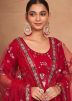 Red Embroidered Georgette Lehenga Choli Set