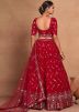 Red Embroidered Georgette Lehenga Choli Set
