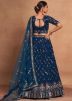 Teal Blue Georgette Lehenga Choli In Thread Work