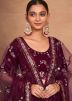 Thread Embroidered Georgette Lehenga Choli In Wine