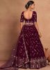 Thread Embroidered Georgette Lehenga Choli In Wine
