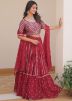 Readymade Maroon Embellished Lehenga Choli In Georgette