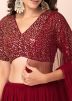 Red Sequin Work Twin Layered Lehenga Choli