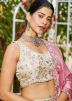 Cream Embroidered Lehenga Choli In Tissue