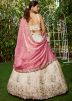 Cream Embroidered Lehenga Choli In Tissue