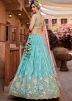Turquoise Embellished Satin Lehenga Choli