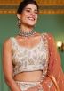 Cream Embellished Tissue Lehenga Choli Set