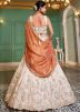 Cream Embellished Tissue Lehenga Choli Set