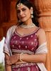 Wine Embellished Tissue Lehenga Choli Set