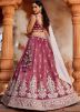Wine Embellished Tissue Lehenga Choli Set