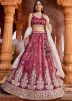 Wine Embellished Tissue Lehenga Choli Set