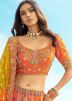 Orange Embroidered Lehenga Choli In Silk