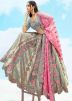 Grey Embroidered Lehenga Choli In Silk