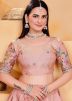 Peach Embroidered Lehenga Choli In Art Silk