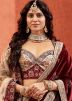 Cream Embroidered Velvet Lehenga Choli