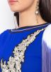 Blue Embroidered Asymmetric Readymade Pant Salwar Suit