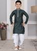 Readymade Green Color Art Silk Kids Dhoti Kurta