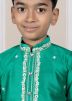 Readymade Green Color Art Silk Kids Dhoti Kurta