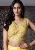 Yellow Thread Embroidered Net Lehenga Choli