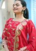 Red Embroidered Georgette Kurti Style Lehenga