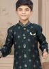 Green Readymade Kids Embroidered Sherwani Set