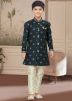 Green Readymade Kids Embroidered Sherwani Set