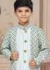 White Readymade Embroidered Kids Jacket Style Sherwani