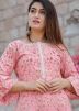 Peach Floral Printed Readymade Pant Salwar Suit