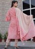 Peach Floral Printed Readymade Pant Salwar Suit