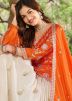 Readymade Orange Embroidered Kurti Style Lehenga