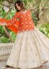 Readymade Orange Embroidered Kurti Style Lehenga